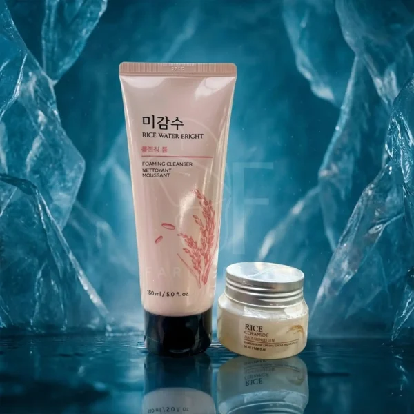The Face Shop Rice Water Bright Cleanser & Rice Ceramide Moisture Cream – Combo